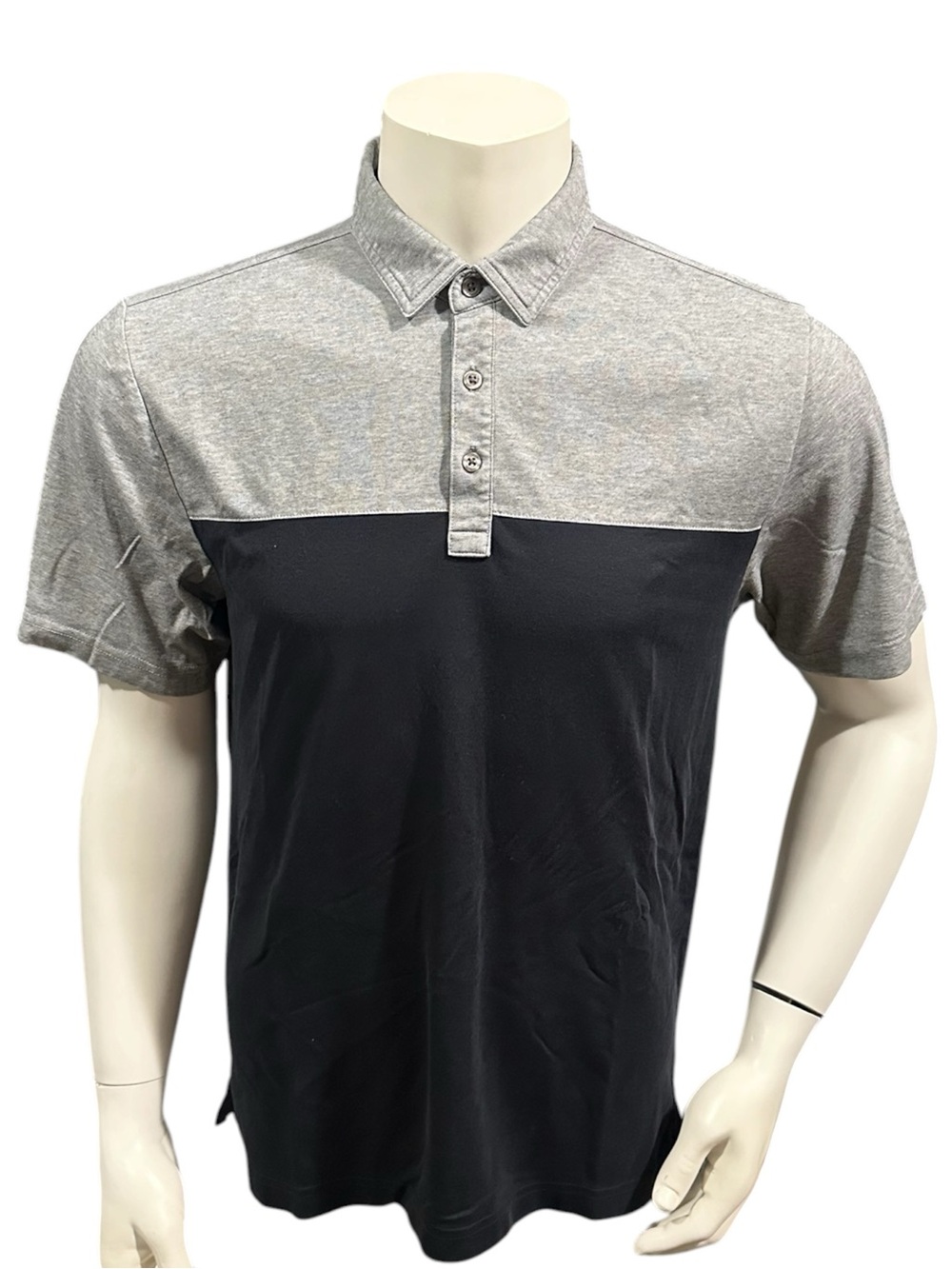 Travis Mathew Men’s Golf Polo Shirt Gray Colorblock Logo Short Sleeve M